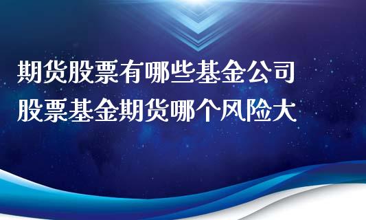 期货股票有哪些基金公司 股票基金期货哪个风险大_https://www.xyskdbj.com_期货平台_第1张