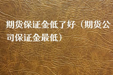 期货保证金低了好（期货公司保证金最低）_https://www.xyskdbj.com_期货学院_第1张