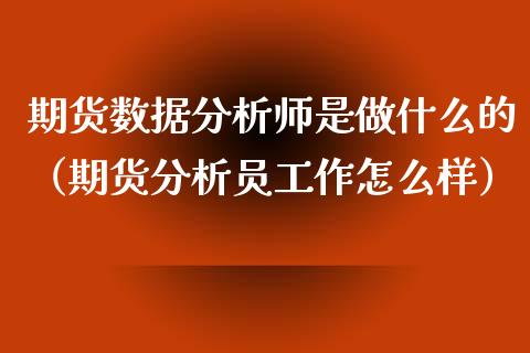 期货数据分析师是做什么的（期货分析员工作怎么样）_https://www.xyskdbj.com_原油直播_第1张