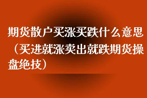 期货散户买涨买跌什么意思（买进就涨卖出就跌期货操盘绝技）_https://www.xyskdbj.com_期货手续费_第1张