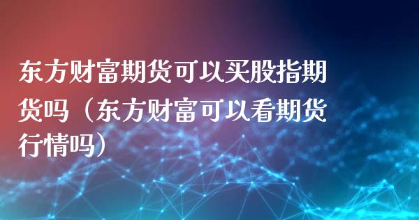 东方财富期货可以买股指期货吗（东方财富可以看期货行情吗）_https://www.xyskdbj.com_期货手续费_第1张