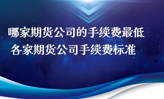 哪家期货公司的手续费最低 各家期货公司手续费标准_https://www.xyskdbj.com_期货学院_第1张