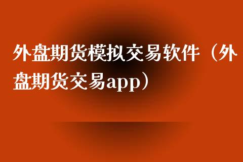 外盘期货模拟交易软件（外盘期货交易app）_https://www.xyskdbj.com_期货行情_第1张