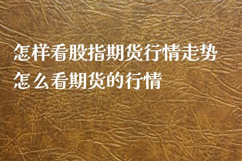 怎样看股指期货行情走势 怎么看期货的行情_https://www.xyskdbj.com_期货学院_第1张