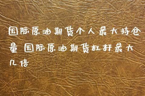 国际原油期货个人最大持仓量 国际原油期货杠杆最大几倍_https://www.xyskdbj.com_期货学院_第1张