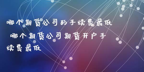 哪个期货公司的手续费最低 哪个期货公司期货开户手续费最低_https://www.xyskdbj.com_原油直播_第1张