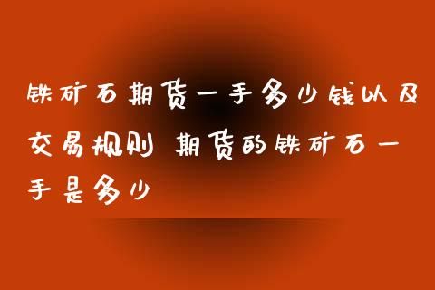 铁矿石期货一手多少钱以及交易规则 期货的铁矿石一手是多少_https://www.xyskdbj.com_期货行情_第1张