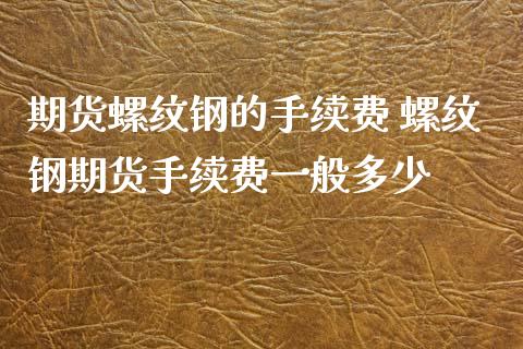 期货螺纹钢的手续费 螺纹钢期货手续费一般多少_https://www.xyskdbj.com_期货学院_第1张