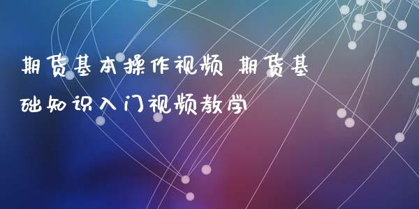 期货基本操作视频 期货基础知识入门视频教学_https://www.xyskdbj.com_期货学院_第1张