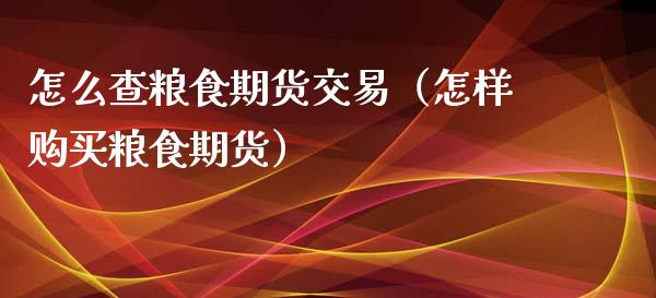 怎么查粮食期货交易（怎样购买粮食期货）_https://www.xyskdbj.com_期货手续费_第1张