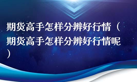 期货高手怎样分辨好行情（期货高手怎样分辨好行情呢）_https://www.xyskdbj.com_原油行情_第1张