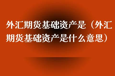 外汇期货基础资产是（外汇期货基础资产是什么意思）_https://www.xyskdbj.com_原油直播_第1张