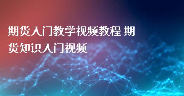 期货入门教学视频教程 期货知识入门视频_https://www.xyskdbj.com_期货学院_第1张