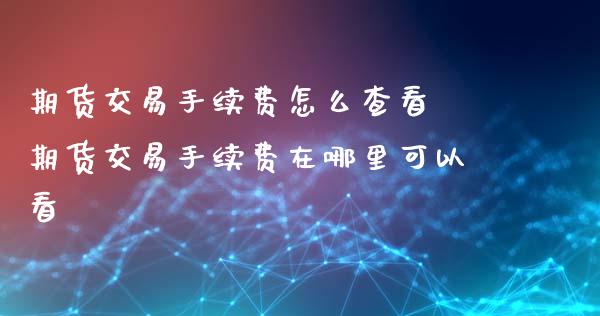 期货交易手续费怎么查看 期货交易手续费在哪里可以看_https://www.xyskdbj.com_原油行情_第1张