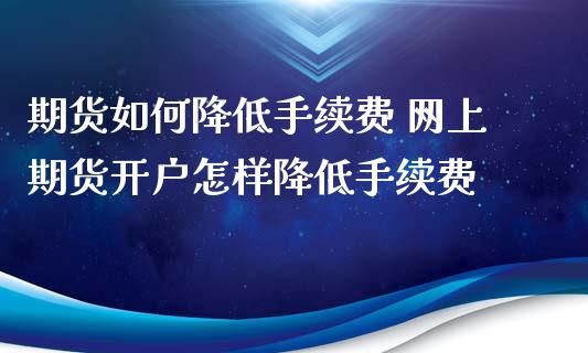 期货如何降低手续费 网上期货开户怎样降低手续费_https://www.xyskdbj.com_期货学院_第1张