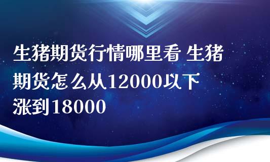 生猪期货行情哪里看 生猪期货怎么从12000以下涨到18000_https://www.xyskdbj.com_期货学院_第1张