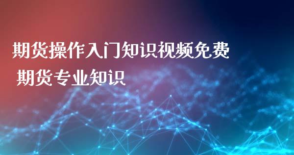 期货操作入门知识视频免费 期货专业知识_https://www.xyskdbj.com_期货学院_第1张