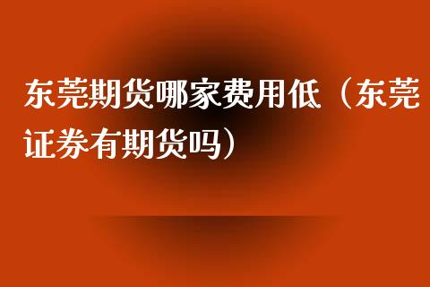 东莞期货哪家费用低（东莞证券有期货吗）_https://www.xyskdbj.com_原油直播_第1张