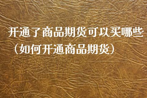 开通了商品期货可以买哪些（如何开通商品期货）_https://www.xyskdbj.com_期货平台_第1张