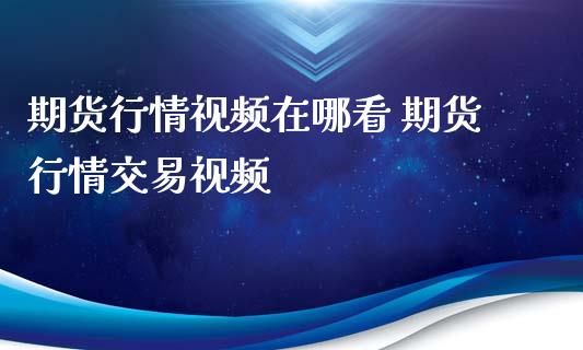 期货行情视频在哪看 期货行情交易视频_https://www.xyskdbj.com_期货学院_第1张