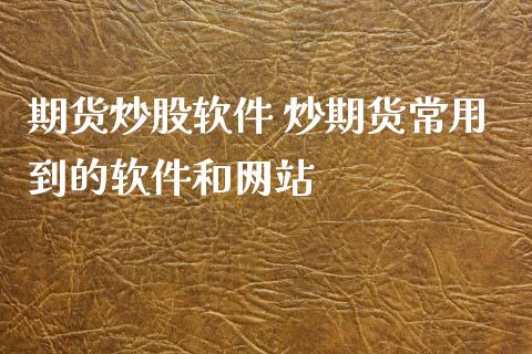 期货炒股软件 炒期货常用到的软件和网站_https://www.xyskdbj.com_原油行情_第1张