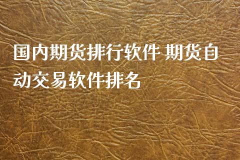 国内期货排行软件 期货自动交易软件排名_https://www.xyskdbj.com_期货学院_第1张