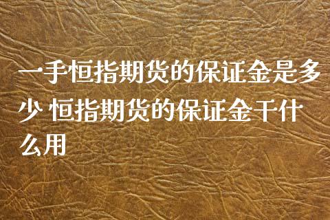 一手恒指期货的保证金是多少 恒指期货的保证金干什么用_https://www.xyskdbj.com_期货行情_第1张