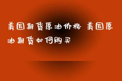 美国期货原油价格 美国原油期货如何购买_https://www.xyskdbj.com_期货学院_第1张