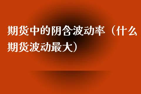 期货中的阴含波动率（什么期货波动最大）_https://www.xyskdbj.com_期货平台_第1张