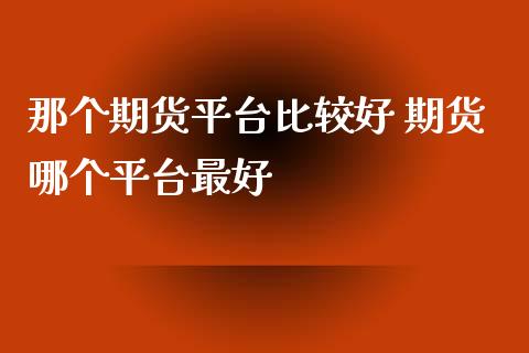 那个期货平台比较好 期货哪个平台最好_https://www.xyskdbj.com_期货手续费_第1张