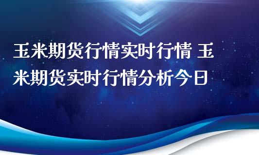 玉米期货行情实时行情 玉米期货实时行情分析今日_https://www.xyskdbj.com_期货平台_第1张