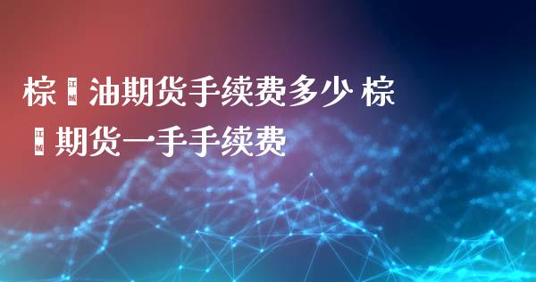 棕榈油期货手续费多少 棕榈期货一手手续费_https://www.xyskdbj.com_原油行情_第1张