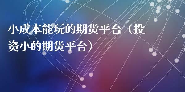 小成本能玩的期货平台（投资小的期货平台）_https://www.xyskdbj.com_原油行情_第1张