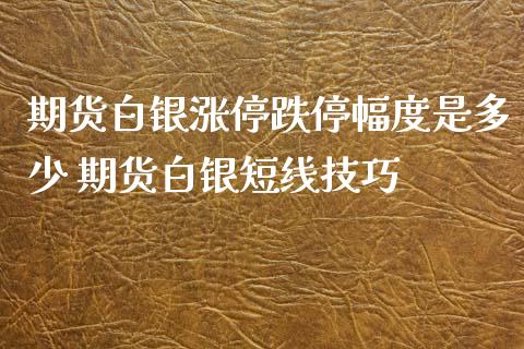 期货白银涨停跌停幅度是多少 期货白银短线技巧_https://www.xyskdbj.com_原油直播_第1张