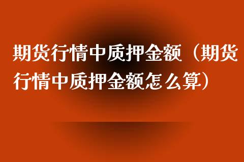 期货行情中质押金额（期货行情中质押金额怎么算）_https://www.xyskdbj.com_期货行情_第1张