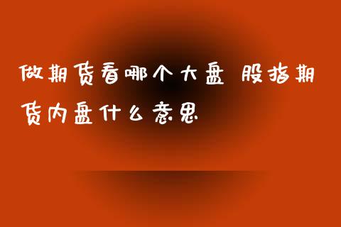 做期货看哪个大盘 股指期货内盘什么意思_https://www.xyskdbj.com_期货学院_第1张