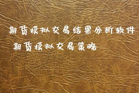 期货模拟交易结果分析软件 期货模拟交易策略_https://www.xyskdbj.com_期货学院_第1张