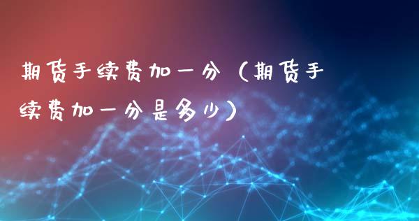 期货手续费加一分（期货手续费加一分是多少）_https://www.xyskdbj.com_期货学院_第1张