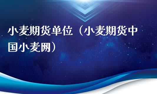 小麦期货单位（小麦期货中国小麦网）_https://www.xyskdbj.com_期货行情_第1张