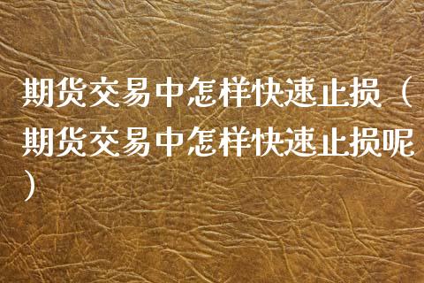 期货交易中怎样快速止损（期货交易中怎样快速止损呢）_https://www.xyskdbj.com_期货行情_第1张