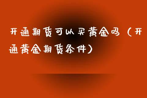 开通期货可以买黄金吗（开通黄金期货条件）_https://www.xyskdbj.com_期货学院_第1张