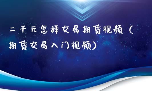 二千元怎样交易期货视频（期货交易入门视频）_https://www.xyskdbj.com_原油直播_第1张