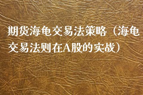 期货海龟交易法策略（海龟交易法则在A股的实战）_https://www.xyskdbj.com_原油直播_第1张