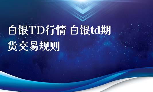 白银TD行情 白银td期货交易规则_https://www.xyskdbj.com_原油行情_第1张