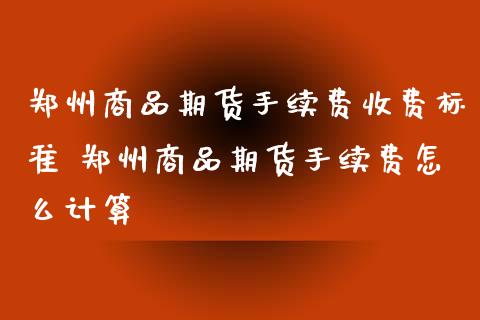 郑州商品期货手续费收费标准 郑州商品期货手续费怎么计算_https://www.xyskdbj.com_期货学院_第1张