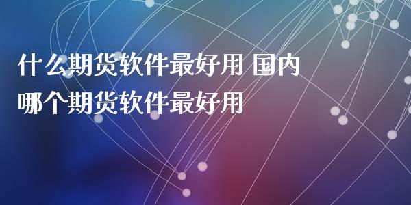 什么期货软件最好用 国内哪个期货软件最好用_https://www.xyskdbj.com_期货学院_第1张