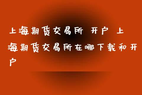 上海期货交易所 开户 上海期货交易所在哪下载和开户_https://www.xyskdbj.com_期货学院_第1张