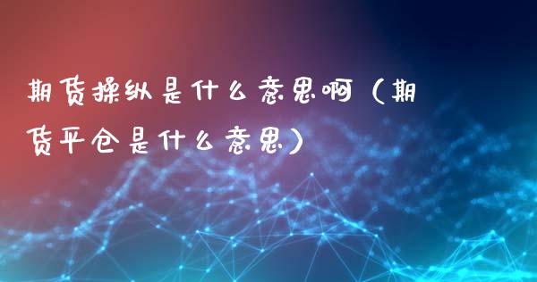 期货操纵是什么意思啊（期货平仓是什么意思）_https://www.xyskdbj.com_原油直播_第1张