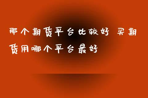 那个期货平台比较好 买期货用哪个平台最好_https://www.xyskdbj.com_原油直播_第1张