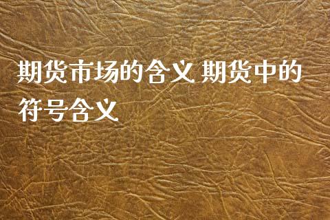 期货市场的含义 期货中的符号含义_https://www.xyskdbj.com_期货手续费_第1张